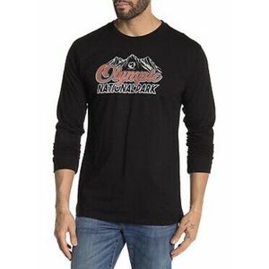 BLUE TIMBER Men's Olympic Logo Graphic Long Sleeve T-Shirt Size M Black